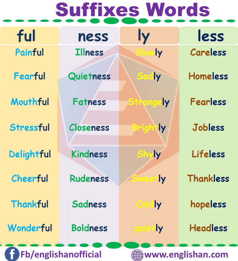 suffixes with Definition, List and Examples Flashcards PDF