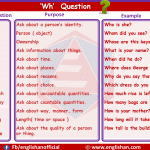 Questions Words | Useful Wh Questions Rules with Examples