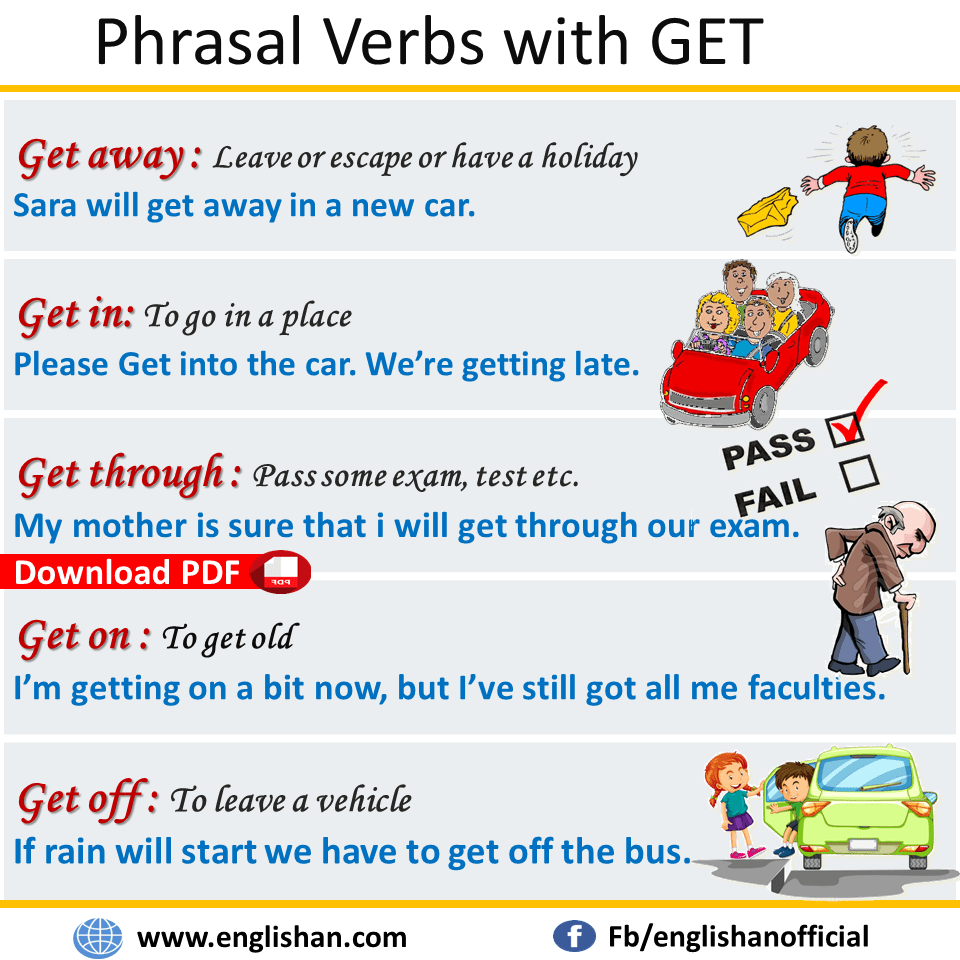 Phrasal Verbs with Get with Sentences and Meanings Download PDF Lesson