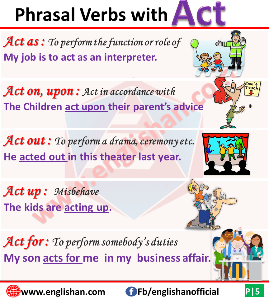 Phrasal Verbs with Act with Sentences and Meanings Download PDF Lesson