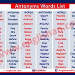 Antonyms Words List