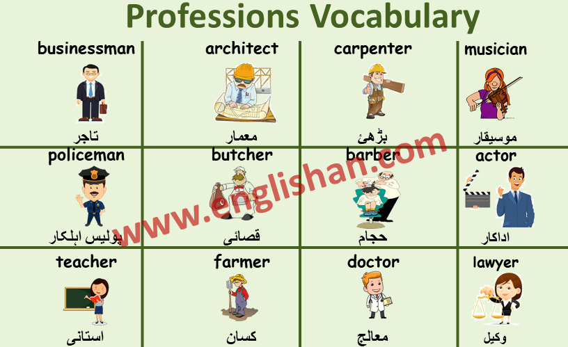 Professions Vocabulary Urdu to English