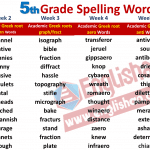 5th Grade Spelling Words List