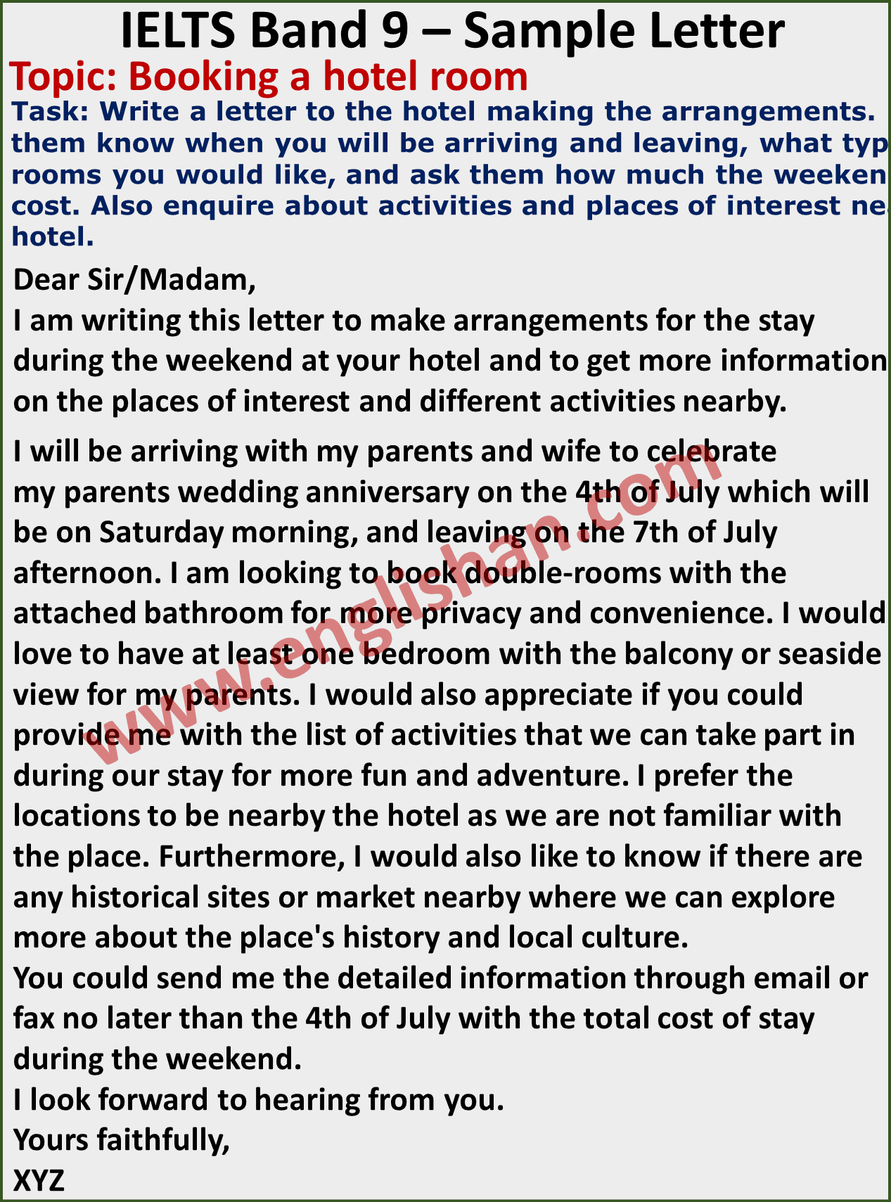 IELTS Informal Letter Topics