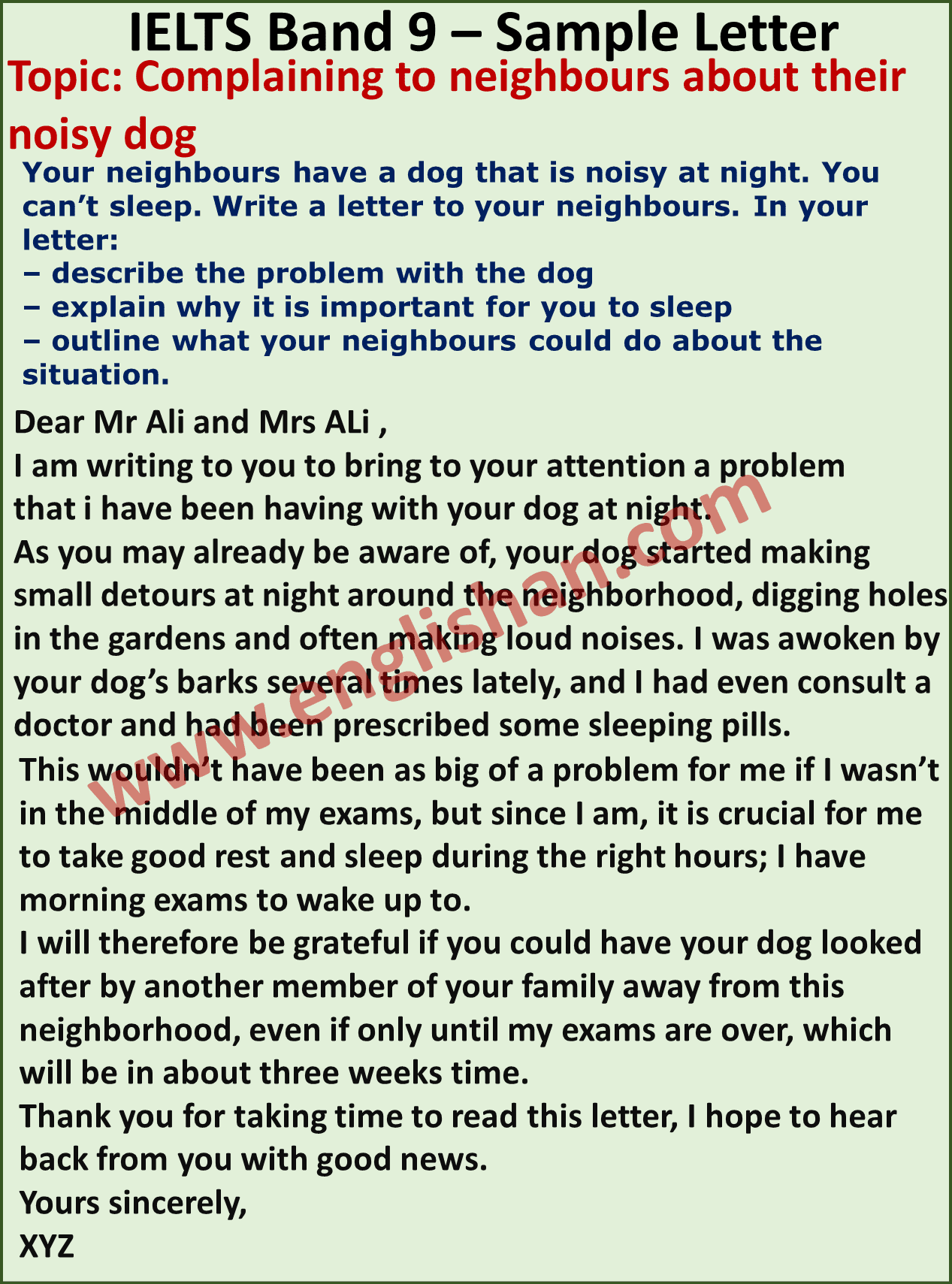 51 Letters for IELTS General Training Writing Task 1