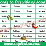 Words to Describe of Foods