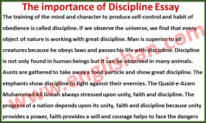 Importance of Discipline Essay 100 Words