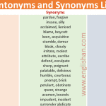 1000+ Antonyms and Synonyms List A to Z