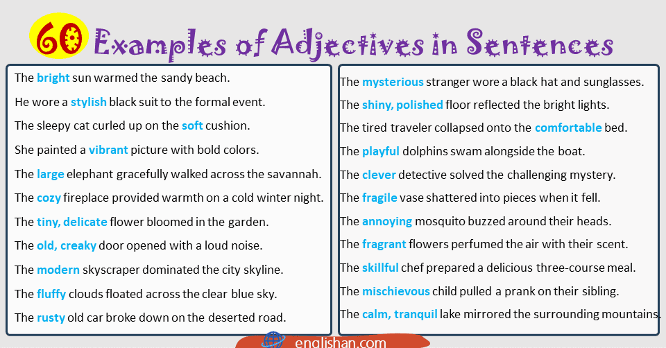 100 Examples of Adjectives in Sentences