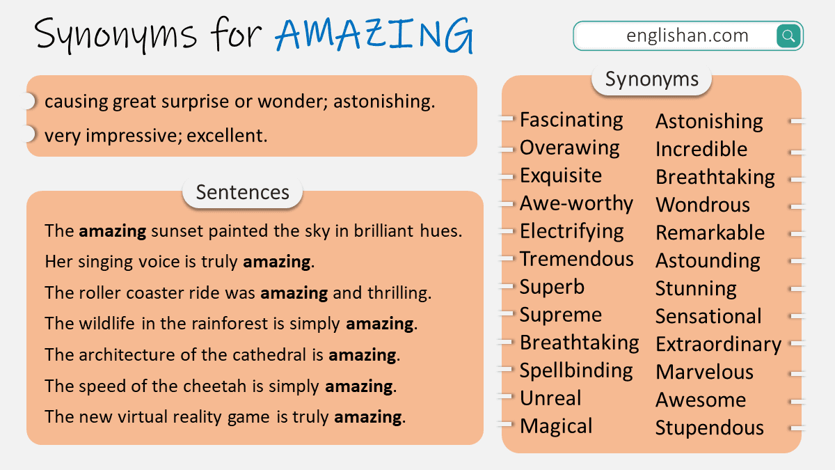 Synonyms for Amazing with Example Sentences