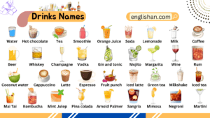 Drink Names in English with Picture