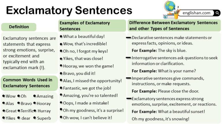 Declarative Sentences with Examples • Englishan