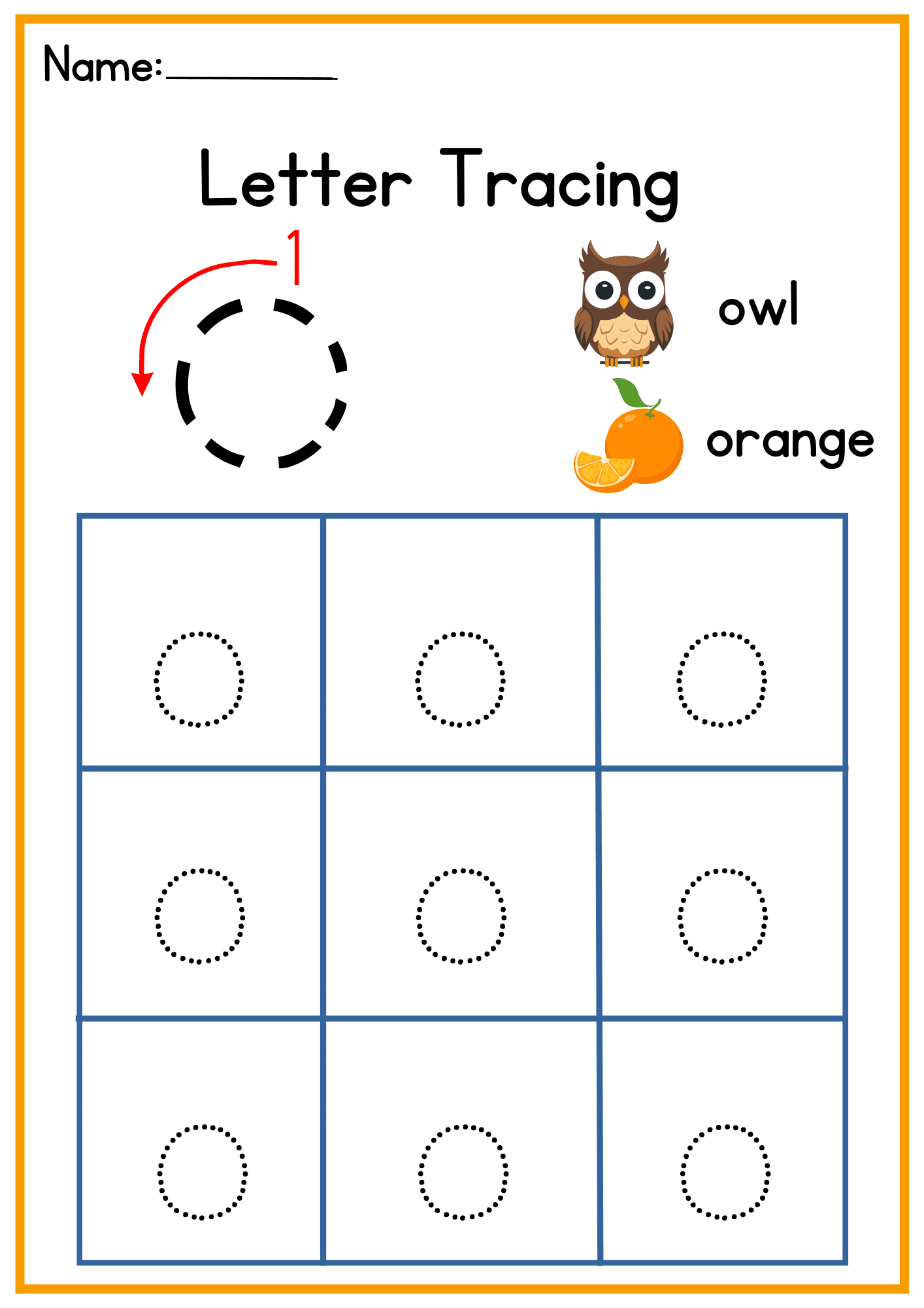 o Letter Tracing Worksheets. Trace the Small Word o.