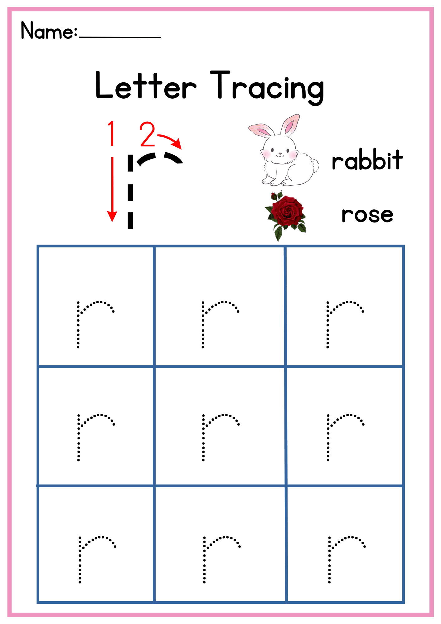 r Letter Tracing Worksheets. Trace the Small Word r.