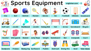 100 Sports Equipment Items Names with Their Pictures