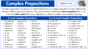 Complex Prepositions in English Grammar with Examples