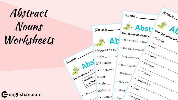 Abstract Nouns Worksheets with Answers in English