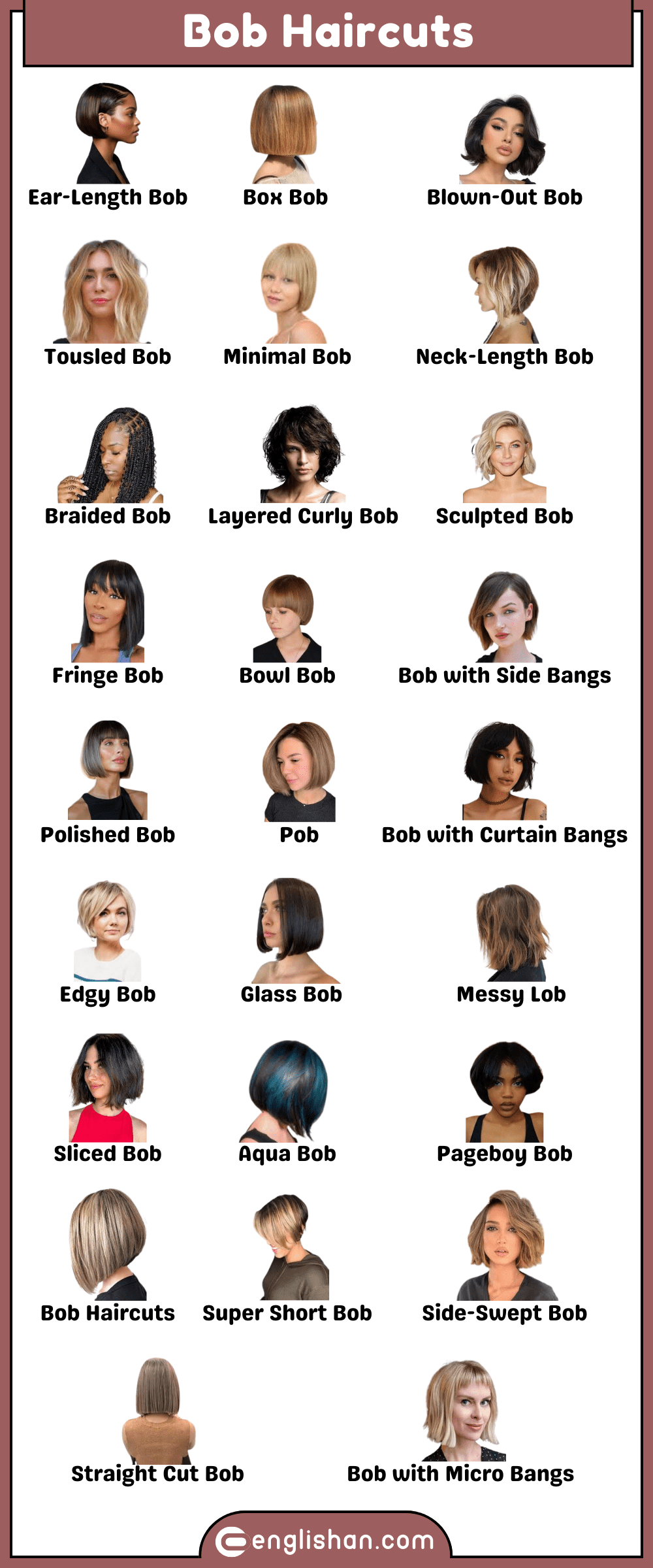 Bob haircut Names for Girls with Pictures