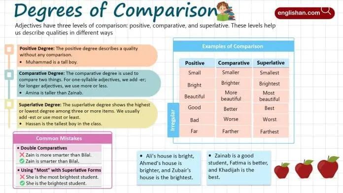 Degrees of Comparison in English with Examples