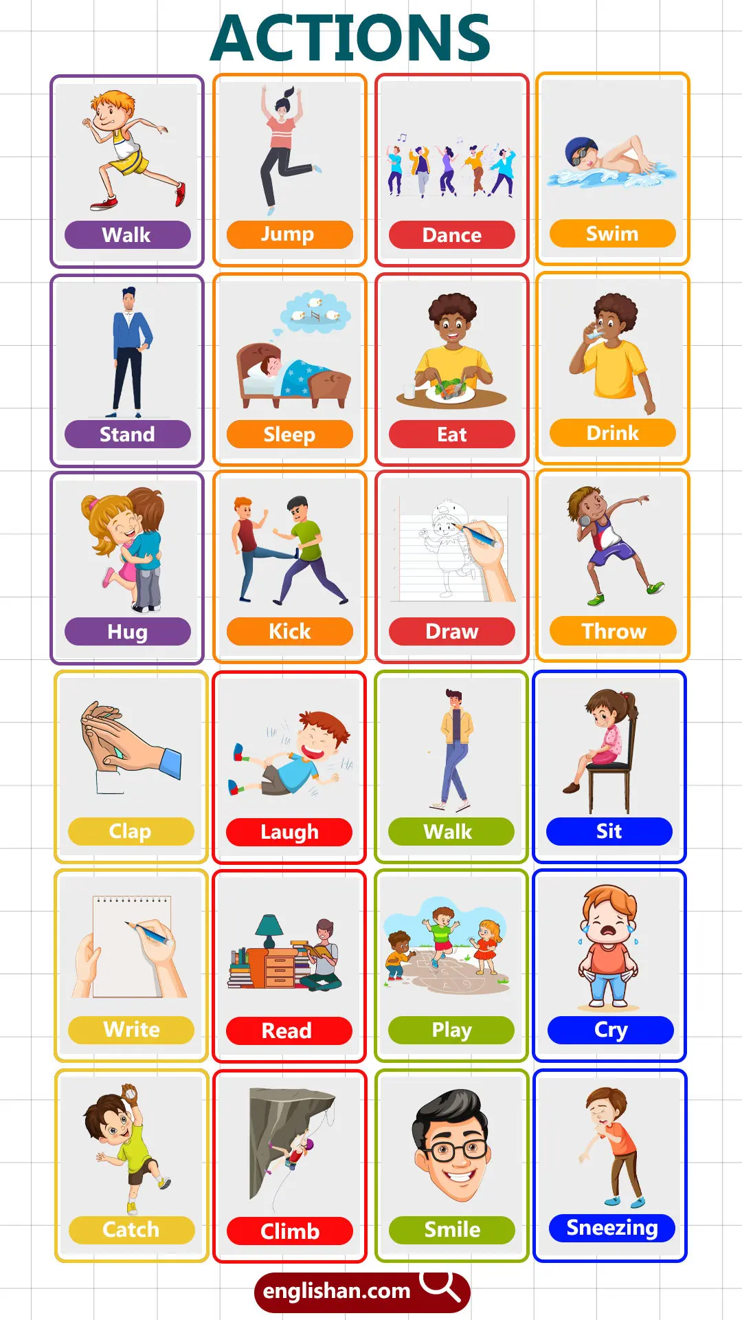 Action Words List for Kids