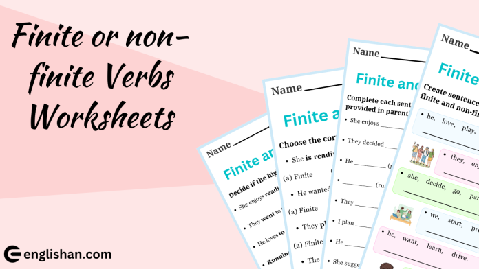 Finite and non-finite Verbs Worksheets with Answers in English