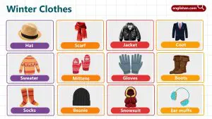 12 Winter Clothes Names with Pictures for Kids