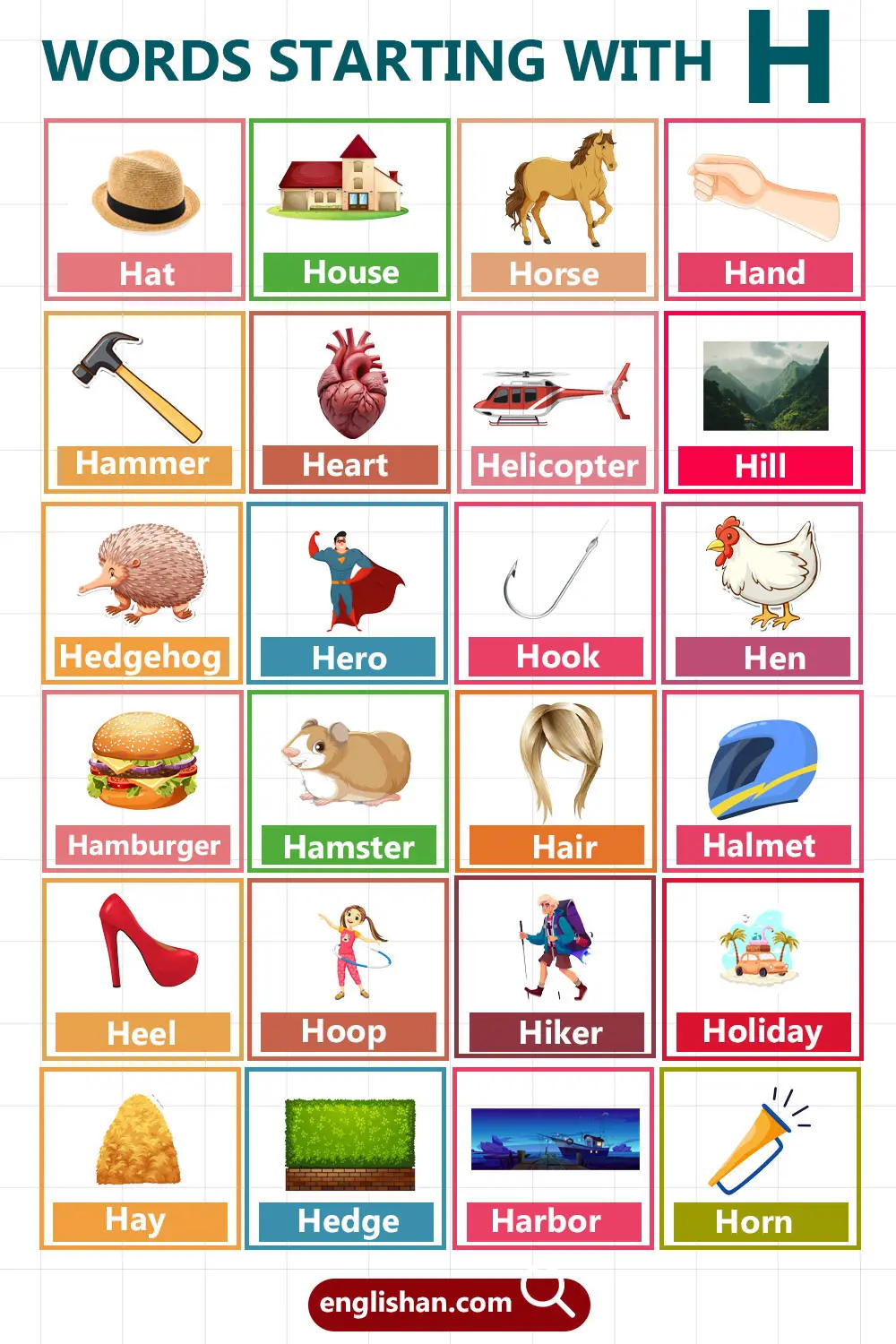 Words with H for Kids