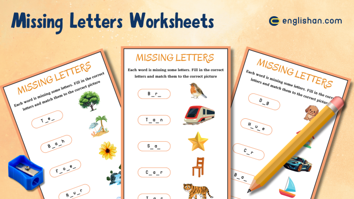 Missing letters Worksheets with Answers in English