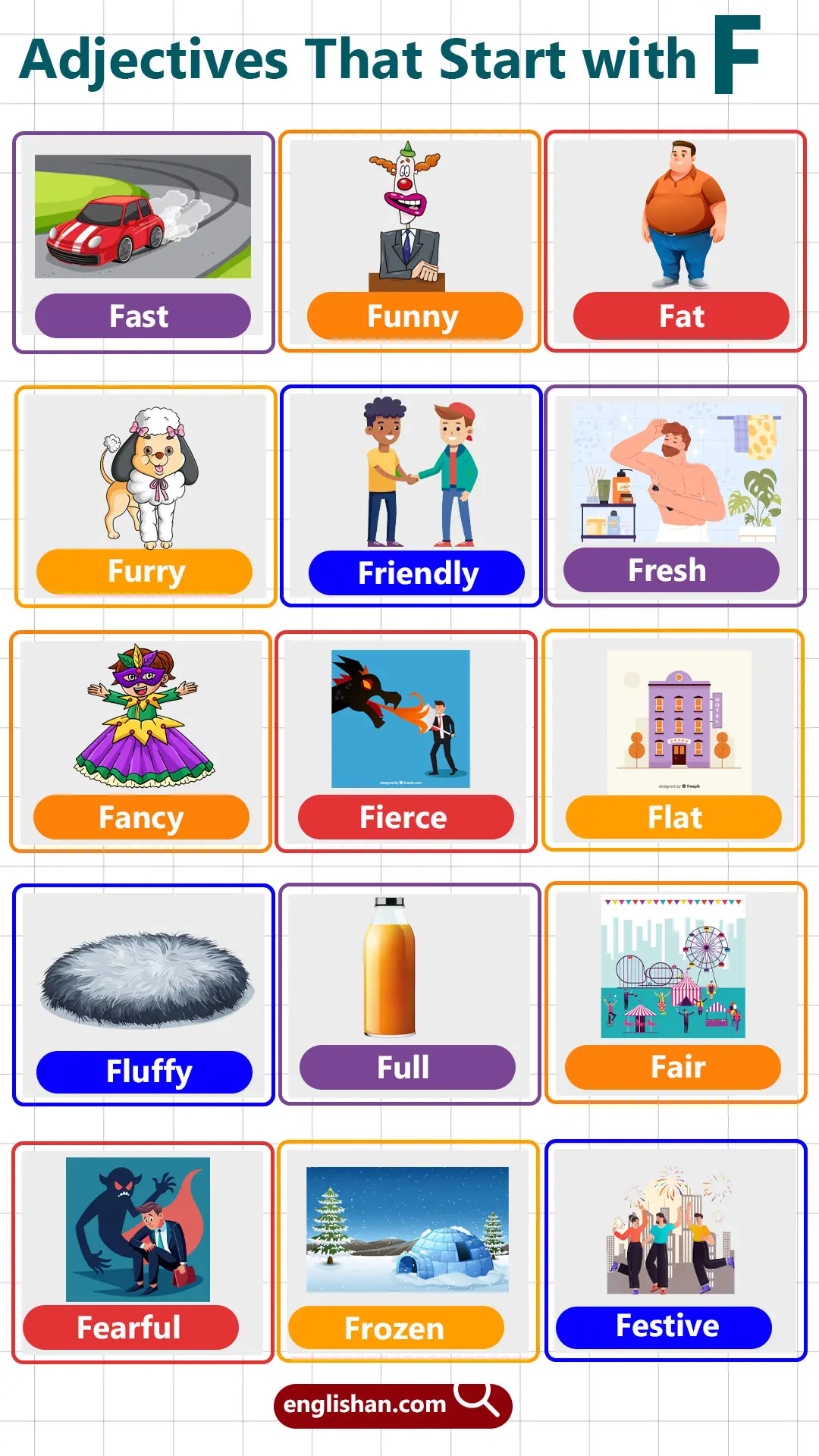 Adjectives starting with F