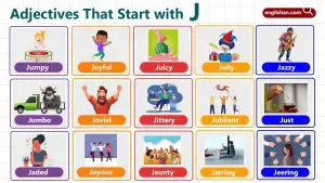 J adjectives for kids with meanings and examples