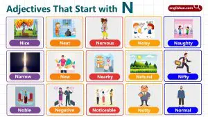 List of adjectives that start with N with meanings and examples for students and learners.