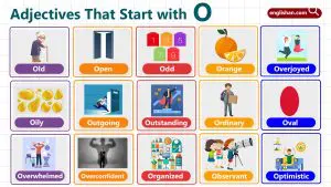 Adjectives that start with o like open and odd are often used when describing states and conditions of things.