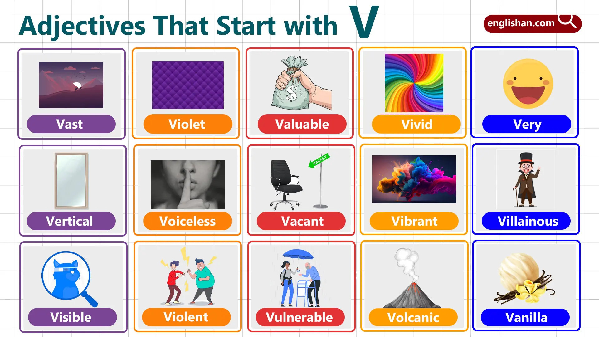 Adjectives That Start With V for English Vocabulary