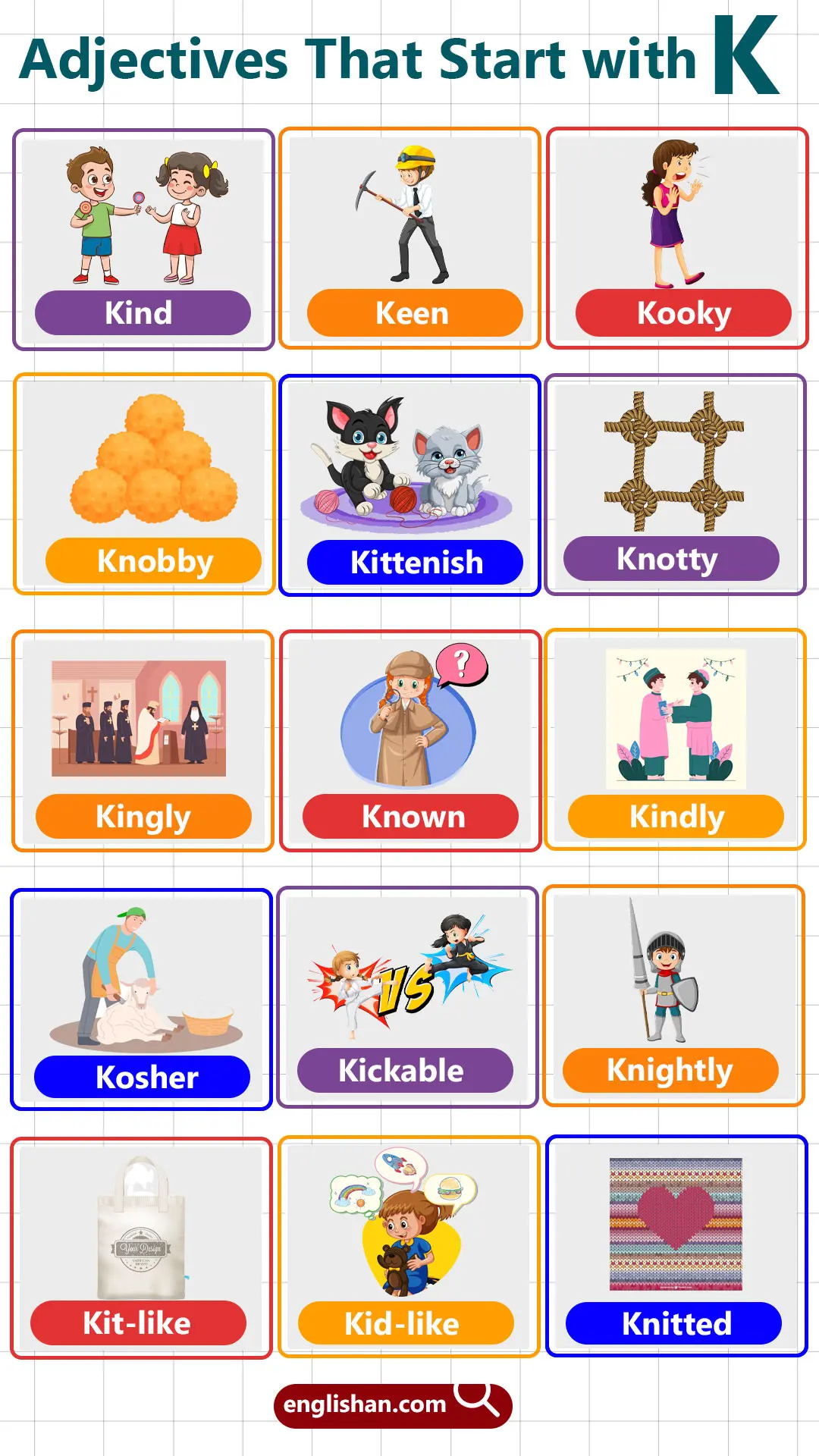 Adjectives with Letter K