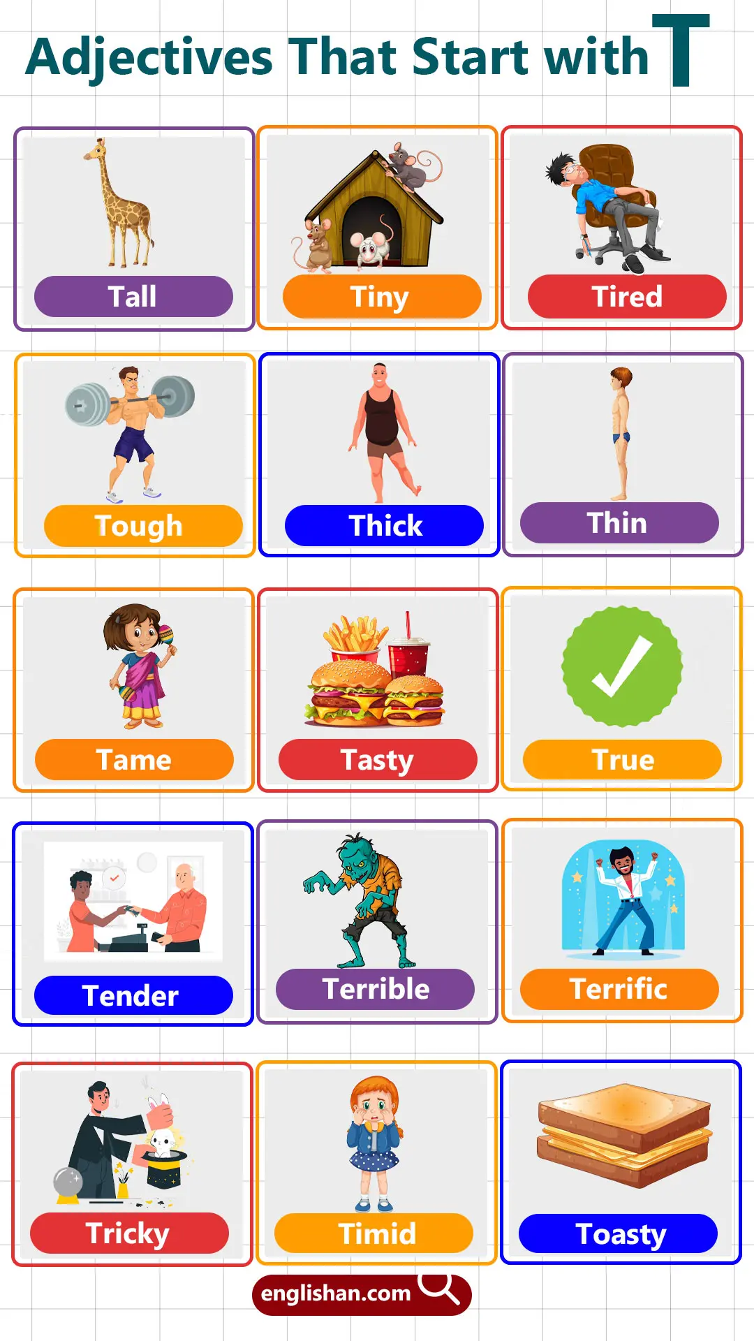 Adjectives with Letter T