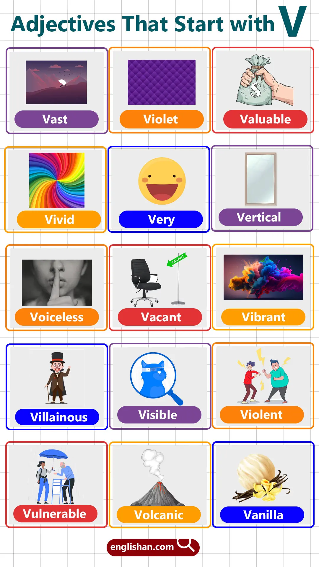 Adjectives with Letter V