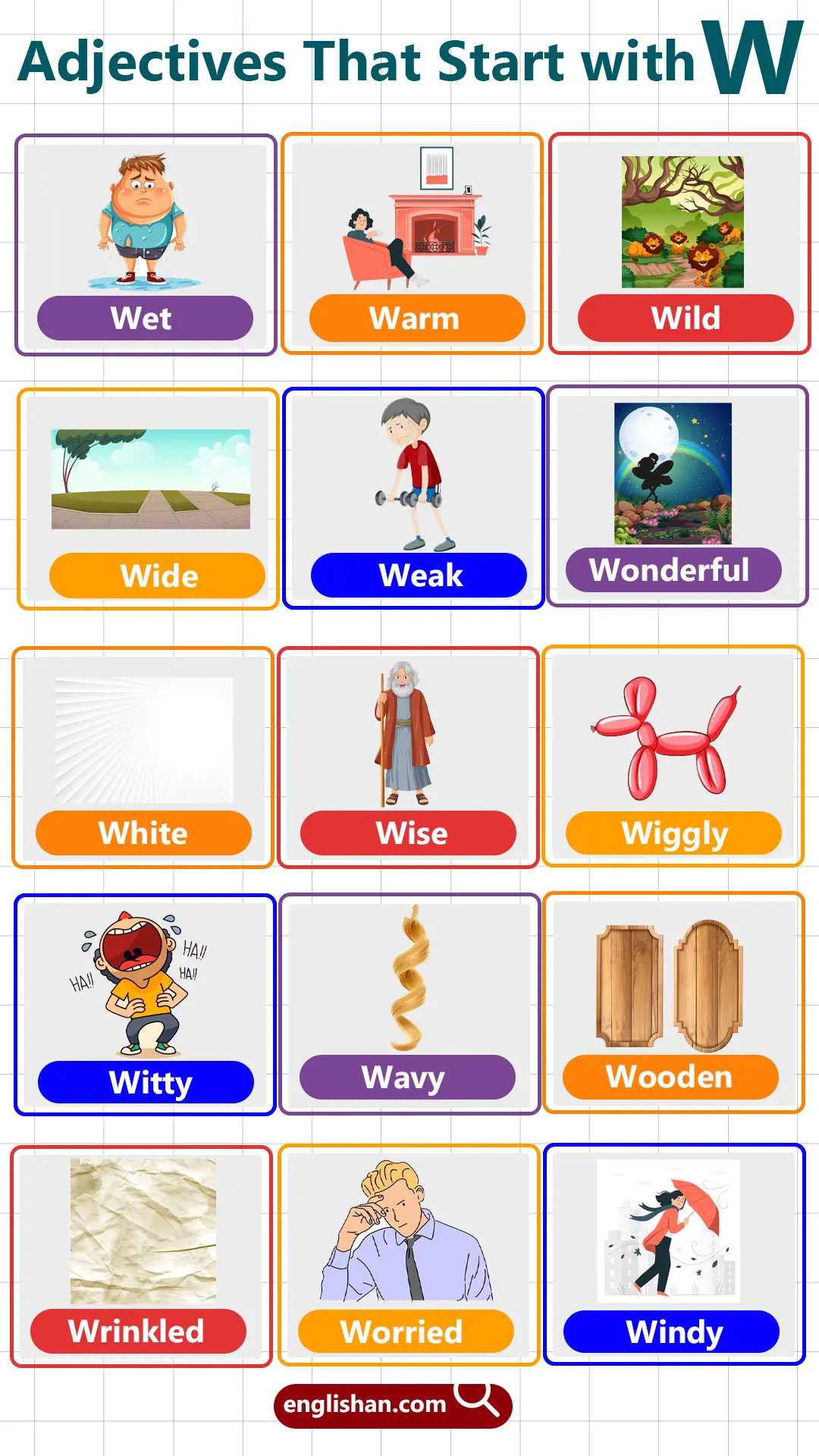 Adjectives with Letter W