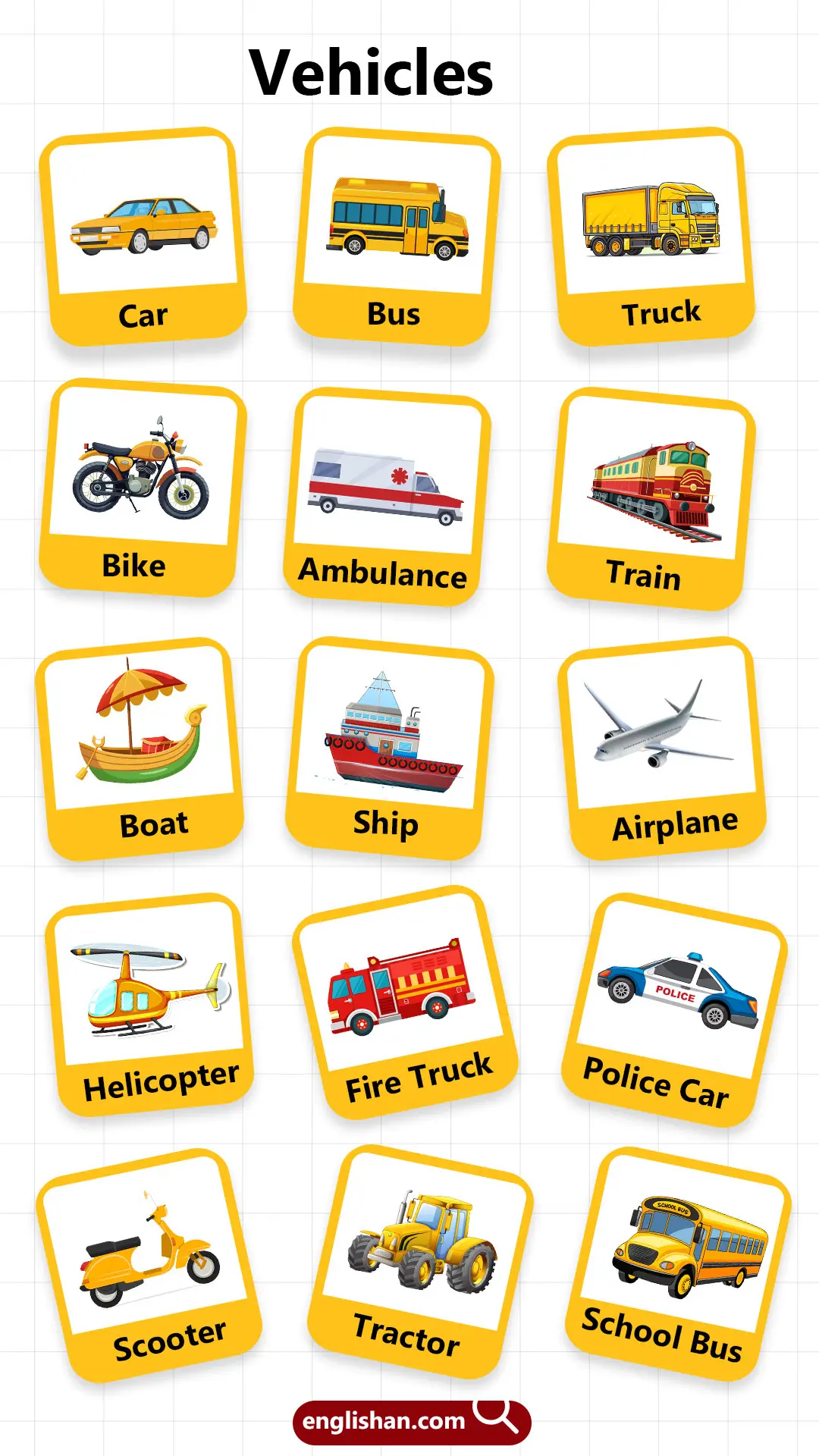 List of Vehicles for Kids