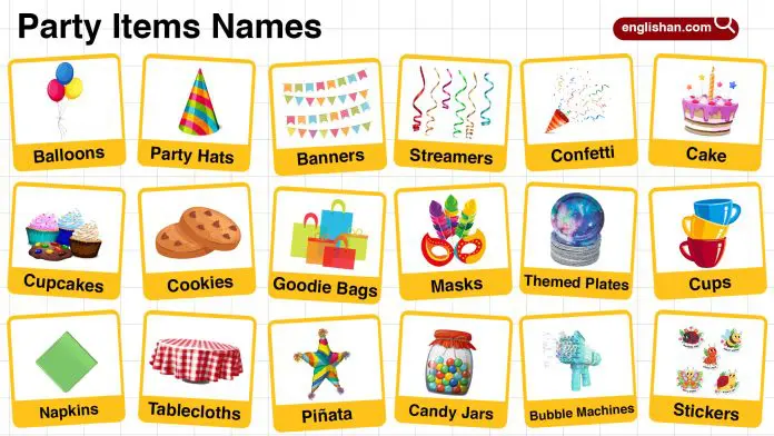 Names of Party Items for Kids