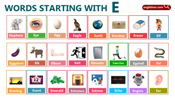 Words Starting with Letter E