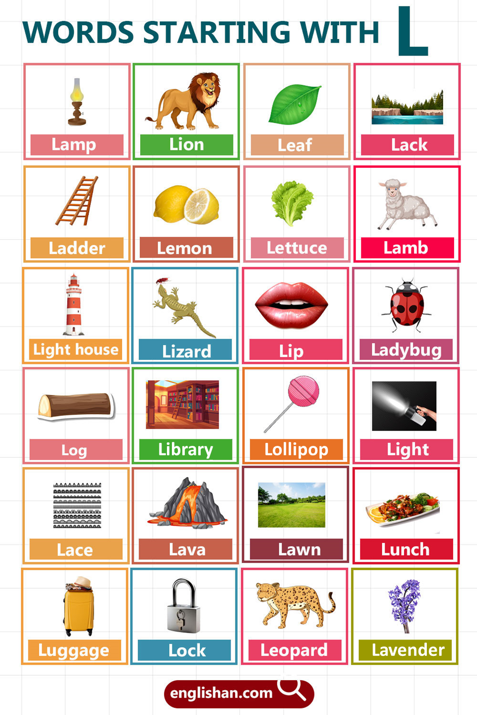 Words with L for Kids