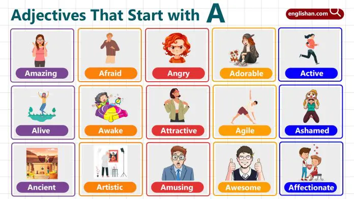 Adjectives with Letter A