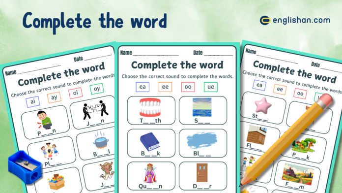 Complete the Words Using Vowel Sounds Worksheets Printable