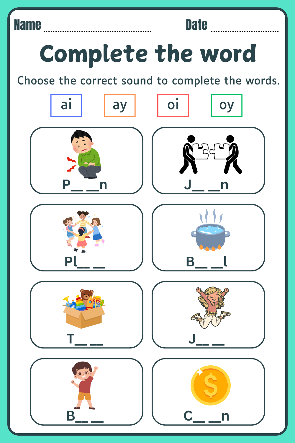 Complete the Words Worksheet 2