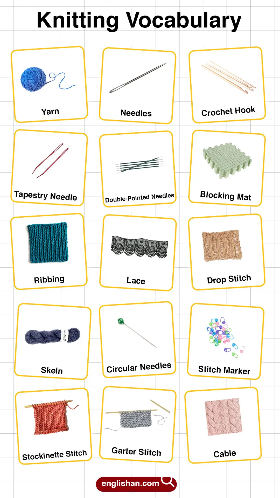 List of Knitting Vocabulary