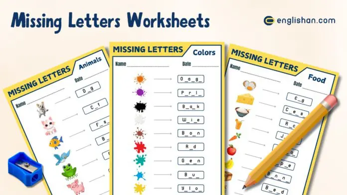 Missing Letters Worksheets Available to Print in High Quality PDF