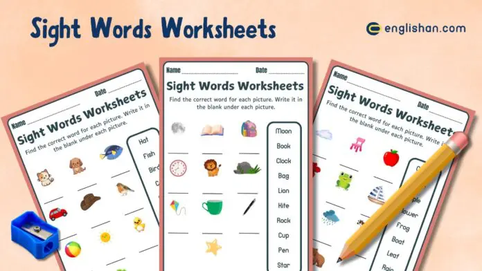 Sight Words Worksheets for Kids for Free