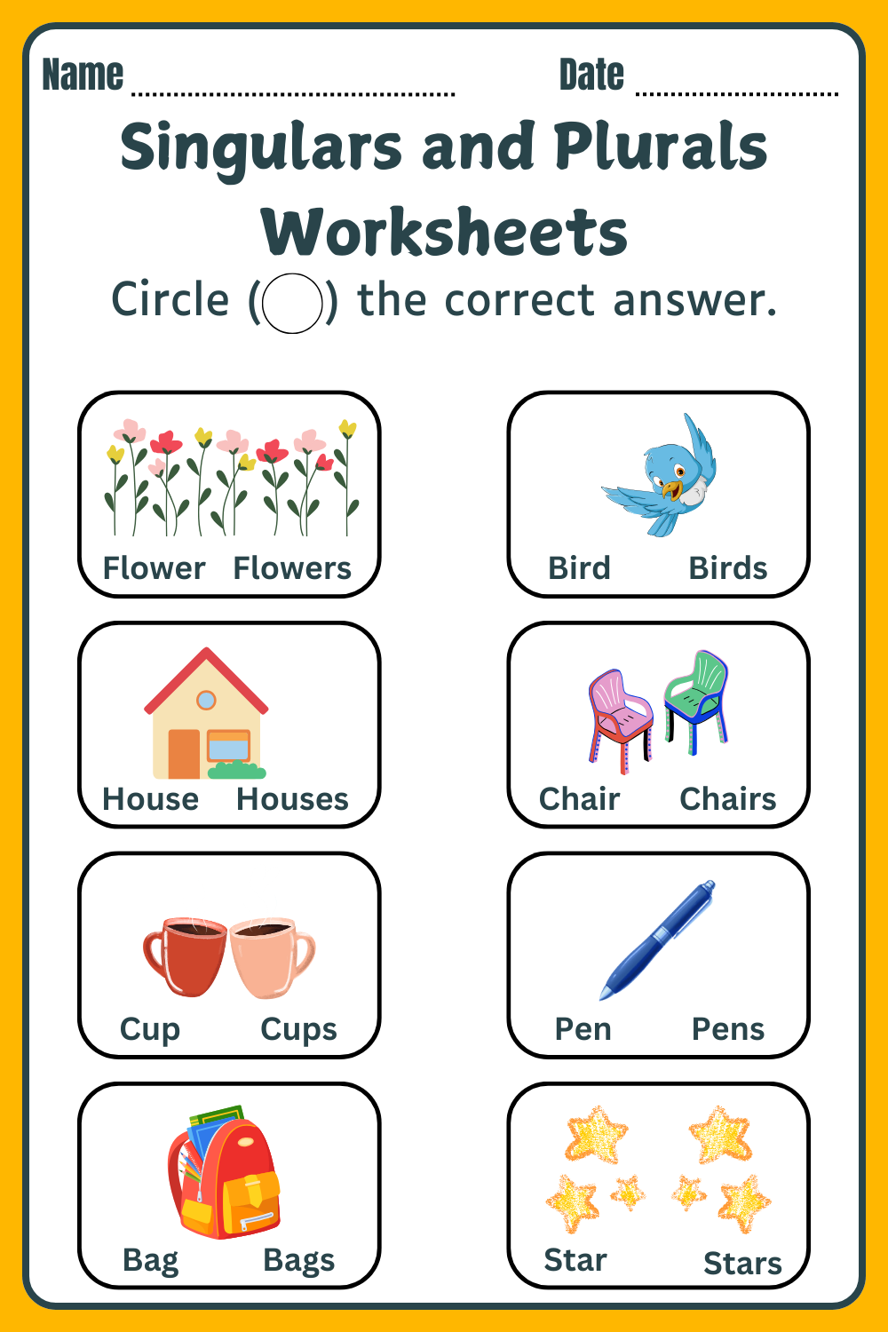 Singulars and Plurals Worksheets 2