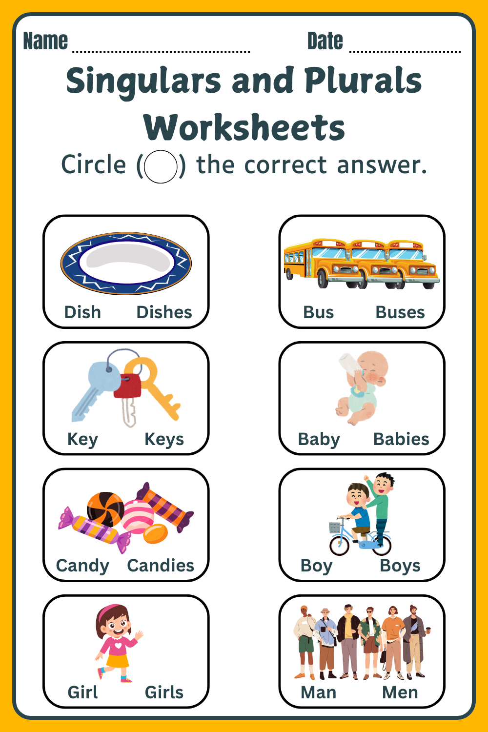 Singulars and Plurals Worksheets 4