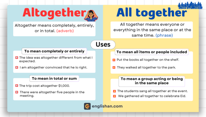 Altogether vs All Together – Key difference explained